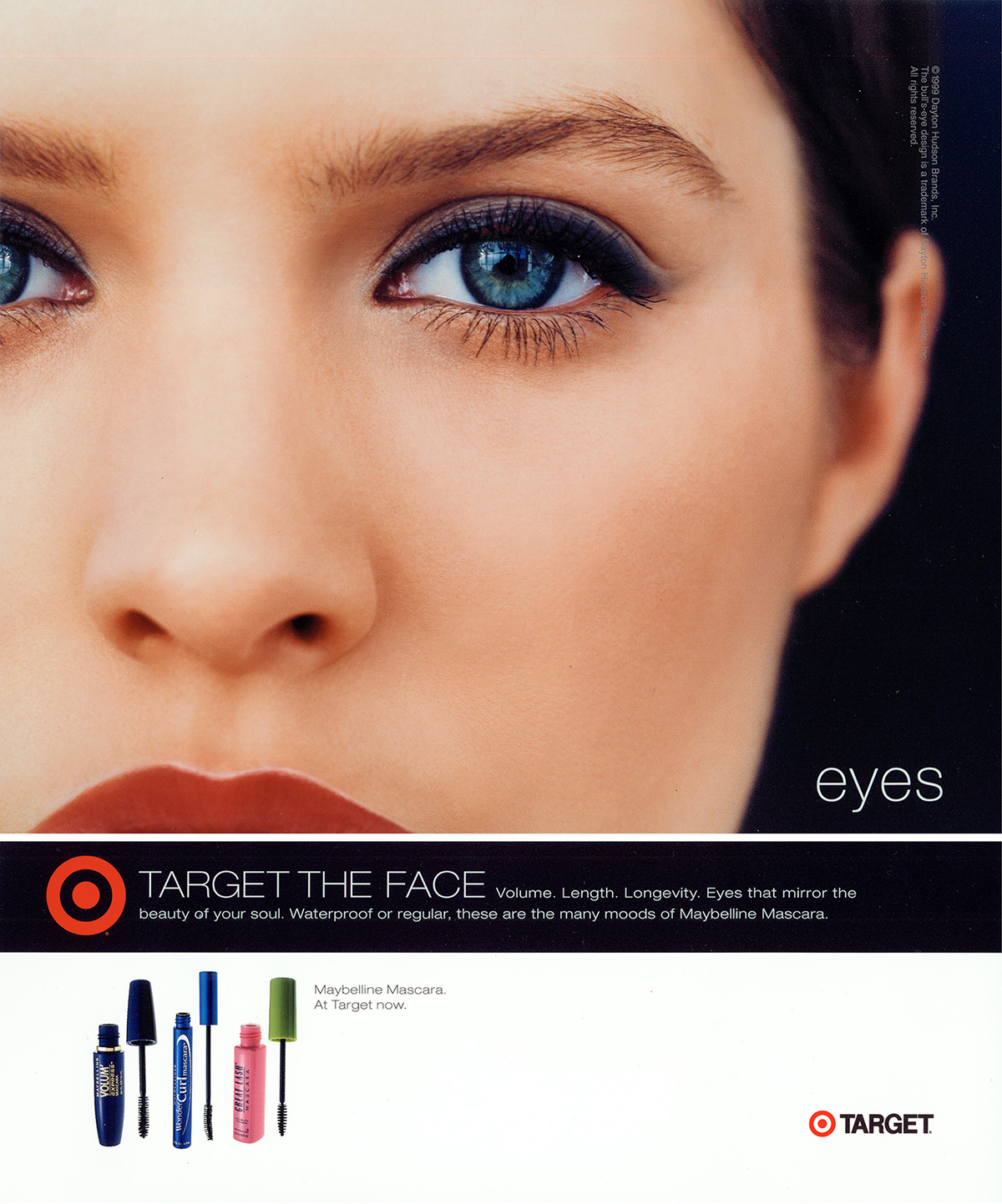 Target cosmetic ad campaign hero image showing adult woman face