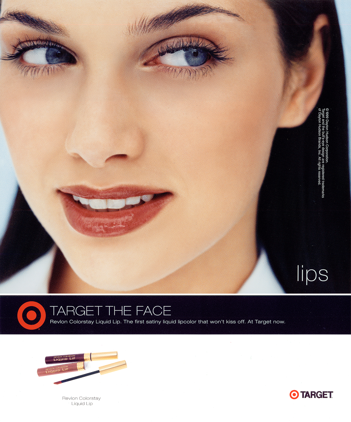 Target cosmetic ad campaign hero image showing adult woman face