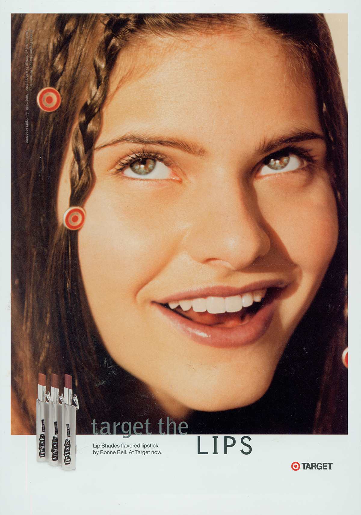 Target cosmetic ad campaign hero image showing teen woman's face