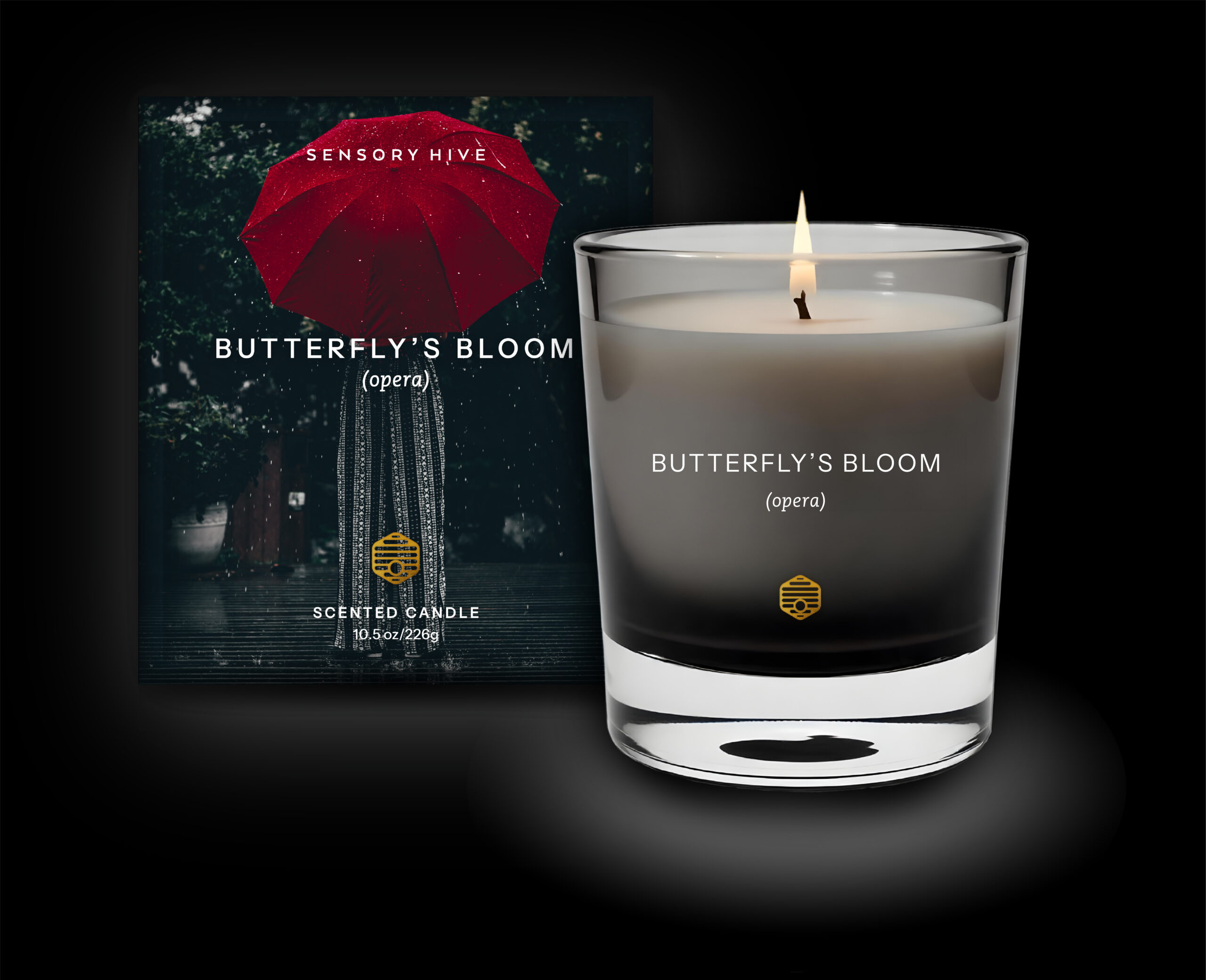 Sensory Hive candle packaging