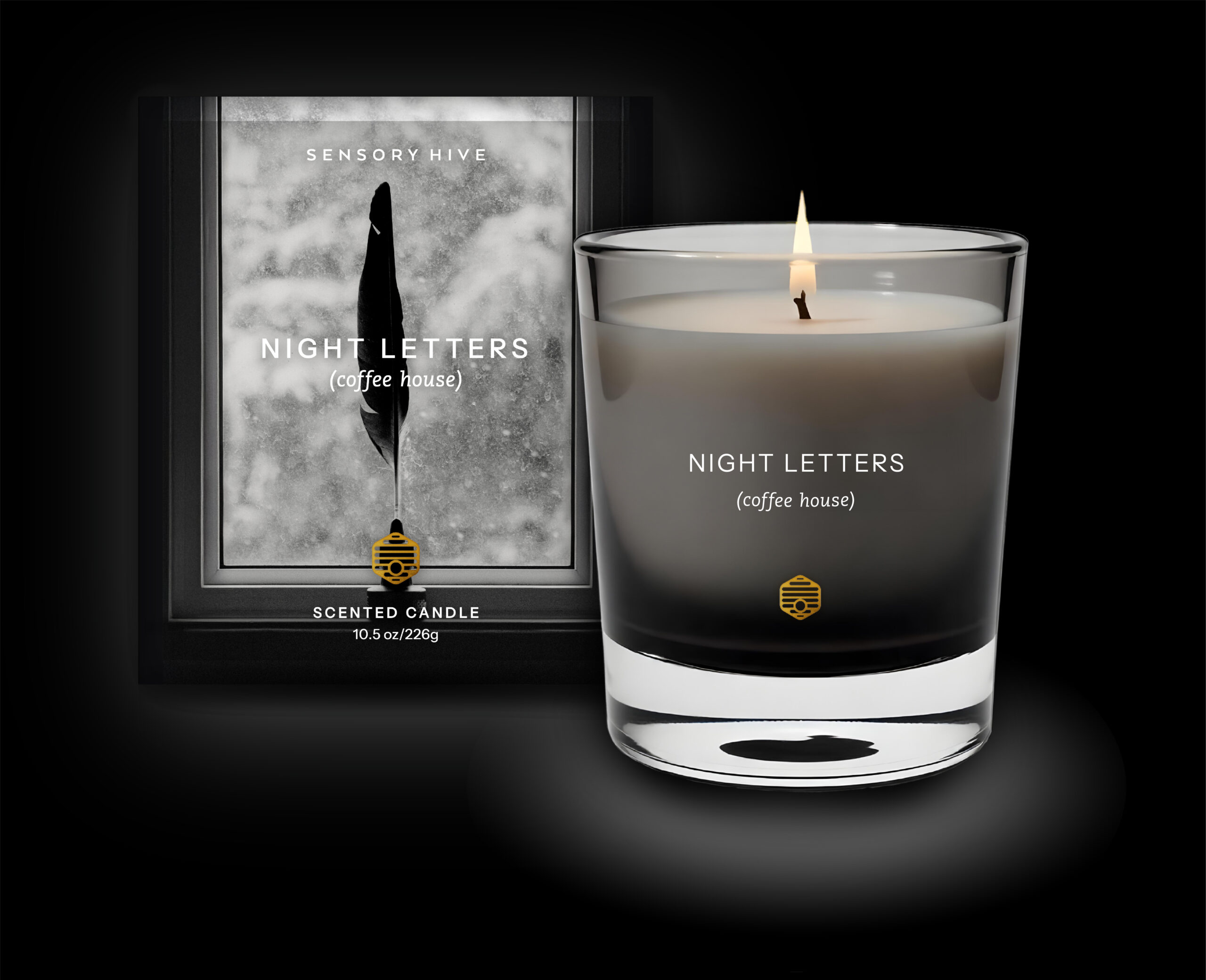 Sensory Hive candle packaging